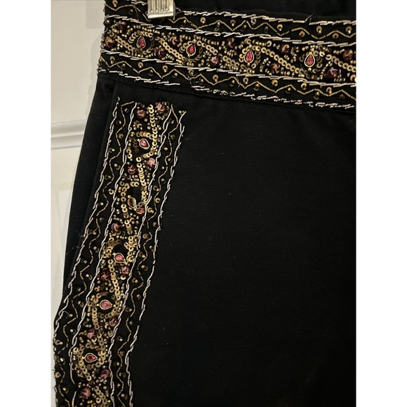 Just Cavalli Gold Label black pant jeans rhinestone gold embellished sz 40 Italy - Picture 2 of 16